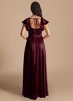 Azazie Bondi Bridesmaid Dresses Cabernet A-Line Bow Metallic Satin Dress image3