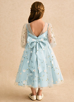 Azazie Elowen Robe Demoiselle D'honneur Fillette Robe Trapèze en Dentelle Encolure en Forme de Cœur Brume image2