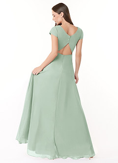 Azazie Hainsly Bridesmaid Dresses Agave A-Line Sweetheart Neckline Chiffon Dress image4