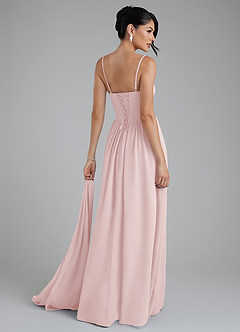Azazie Alisha Bridesmaid Dresses Blushing Pink A-Line Corset Chiffon Dress image2