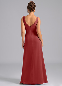Azazie Bernice Bridesmaid Dresses Rust A-Line Pleated Chiffon Dress image2