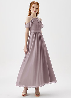 Azazie Chaya Junior Dusk A-Line Off the Shoulder Chiffon Dress image6