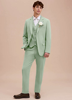 front Ethan Stoffige Salie Verfijnd geweven 3-delig pak