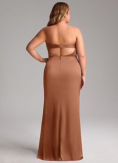 Azazie Leonis Bridesmaid Dresses Bronzer Mermaid Pleated Stretch Satin Convertible Dress image10