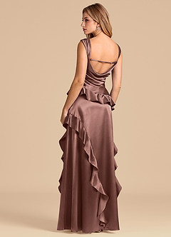 Azazie Sloane 신부 들러리 드레스 A라인 스윗하트 네크라인 메탈릭 새틴 바닥 길이 드레스 image2