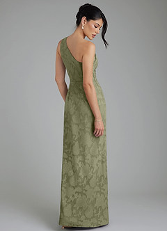 Azazie Akilah Vestidos de damas de honor Vestido Pistacho de Devorado Floral de Corte Sirena con Un hombro image2