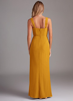 Azazie Denice Brautjungfernkleider Etui Gefaltet Chiffon Kleid Butterscotch image2
