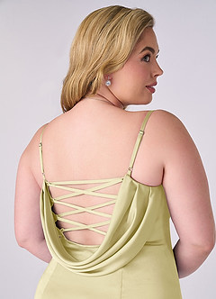 Barbie ♥ Azazie Bridesmaid Dresses Lemon Sorbet Mermaid Corset Stretch Satin Dress image8