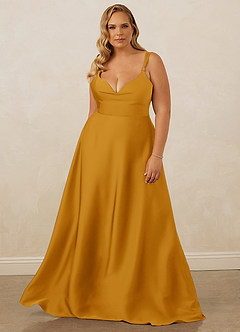 Christian Siriano Bridal for Azazie 1001 Bridesmaid Dresses Butterscotch A-Line Sweetheart Neckline Stretch Satin Dress image11