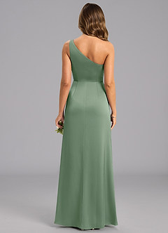 Azazie Feby Brautjungfernkleider A-Linie One-Shoulder Stretch-Satin Kleid Matcha image2