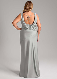 Azazie Rylina Bridesmaid Dresses Silver Mermaid Stretch Satin Dress image8