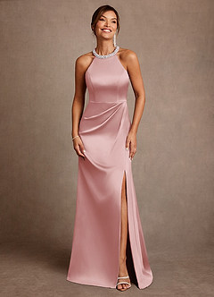 Azazie Lawrence Suknie dla Matki Panny Młodej Linia A Pofałdowany Satyna elastyczna Długość podłogi Sukienka image1