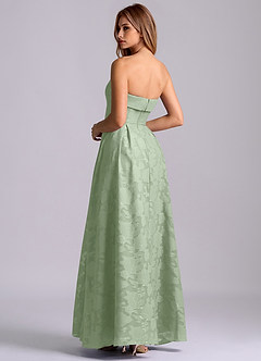 Azazie Lucienne Bridesmaid Dresses Dusty Sage A-Line Strapless Floral Burnout Dress image2