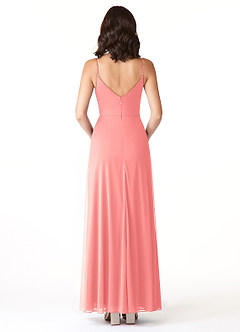 Azazie Evalin Final Sale Agave A-Line V-Neck Pleated Mesh Dress image2