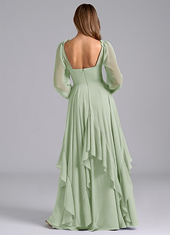 Azazie Karan Bridesmaid Dresses Dusty Sage A-Line Long Sleeve Chiffon Dress image2