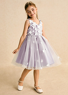 Azazie Junebug vestidos de niña de las flores Vestido de Marfil Wisteria de Tul de Princesa con Encaje image2
