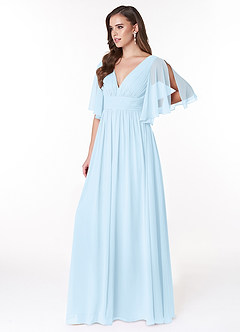 Azazie Temeka Bridesmaid Dresses Sky Blue A-Line Ruched Chiffon Dress image3