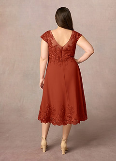 Azazie Terrano Mother of the Bride Dresses Rust A-Line Scoop Lace Dress image9