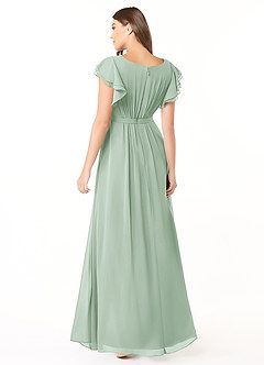 Azazie Daphne Modest Bridesmaid Dresses A-Line Ruffled Chiffon Floor-Length Dress image2