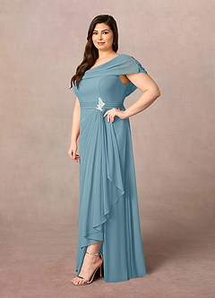 Azazie Mary Abiti per la Madre della Sposa Abito A-Line in Chiffon Spacco Laterale Blu Lunatico image7