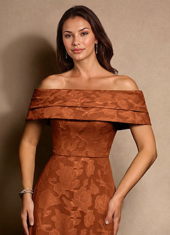 Azazie New Britain Moeder van de bruid jurken A-Lijn Jurk van Bloemen Burn-out Geplooid Verbrande Sinaasappel image5