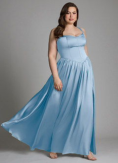 Azazie Francis At-home Try On Dresses Agave A-Line Corset Stretch Satin Dress image13