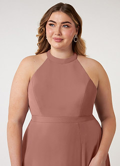 Azazie Clarice Bridesmaid Dresses Cedar Rose A-Line Halter Chiffon Dress image13