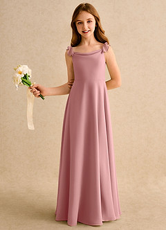 Azazie Puppy Girls Formal Abiti da Ragazza di Fiori Abito A-Line in Chiffon Plissettato Rosa Polverosa image4