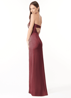 Azazie Leonis Bridesmaid Dresses Merlot Mermaid Pleated Stretch Satin Convertible Dress image7