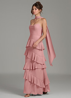 Azazie Imani Bridesmaid Dresses Dusty Rose A-Line Ruched Chiffon Dress image3