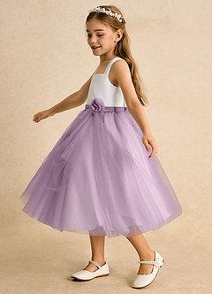 Azazie Bonny Flower Girl Dresses Ivory Wisteria Ball-Gown Pleated Tulle Dress image3