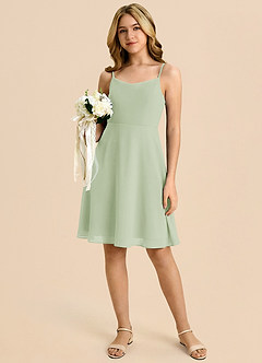 Azazie Shale Dusty Sage A-Line Bow Chiffon Dress image5