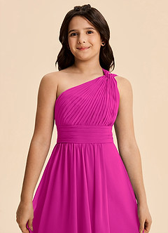 Azazie Skye Junior Fuchsia A-Line Pleated Chiffon Dress image6