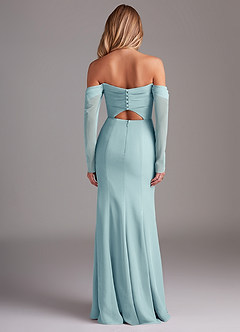 Azazie Hallie Bridesmaid Dresses Sea Glass Mermaid Long Sleeve Chiffon Dress image8