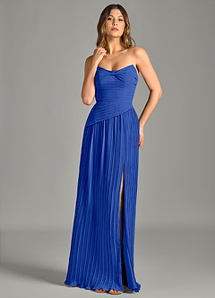 Azazie Becka Bridesmaid Dresses Royal Blue A-Line Strapless Chiffon Dress image1