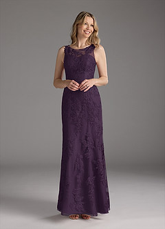 Azazie Whilhelmina vestidos de madre de la novia Vestido de Ciruela de Gasa de Sirena con Encaje image3