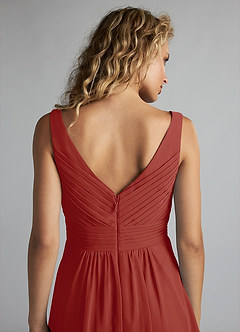 Azazie Grace Abiti da Damigella Abito A-Line in Chiffon Plissettato Terracotta image6