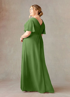 Azazie Morning Glory Mother of the Bride Dresses Basil A-Line V-Neck Ruched Chiffon Dress image8