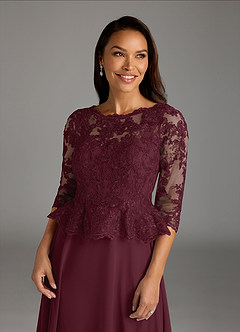 Azazie Averie vestidos de madre de la novia Vestido de Cabernet de Gasa de Corte En A con Cuello barco Lentejuelas image2