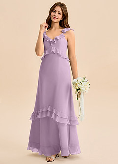 Azazie Tavie Junior Wisteria A-Line Ruched Chiffon Dress image5