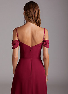 Azazie Marley Bridesmaid Dresses Burgundy A-Line Off the Shoulder Chiffon Convertible Dress image9
