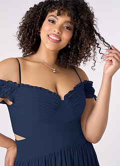 Barbie ♥ Azazie 신부 들러리 드레스 A라인 쉬폰 플로어 길이 드레스 image8
