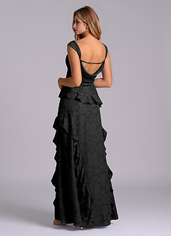 Azazie Sloane Brudtärnklänningar Klä av A-Linje i Blommig Utbrändhet Älskling Halsringning Svart image2