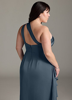 Azazie Maive Bridesmaid Dresses Twilight Sheath Ruched Stretch Satin Dress image12