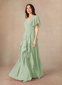 Azazie Watson Mother of the Bride Dresses Dusty Sage A-Line V-Neck Chiffon Dress image2