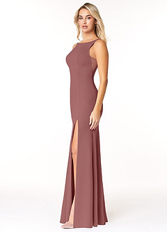 Azazie Rogue Bridesmaid Dresses Desert Rose Mermaid Scoop Side Slit Stretch Crepe Dress image3