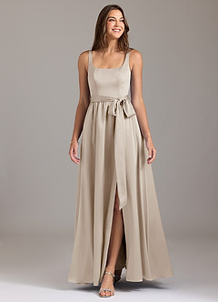 Azazie Elliott Brautjungfernkleider A-Linie mit Taschen Stretch-Satin Kleid Frost image3