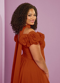Barbie ♥ Azazie Brautjungfernkleider Wandelbar A-Linie Schulterfrei Chiffon Kleid Paprika image11