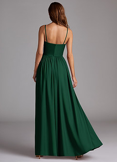 Azazie Calianna Bridesmaid Dresses Dark Green A-Line Off the Shoulder Stretch Satin Convertible Dress image4