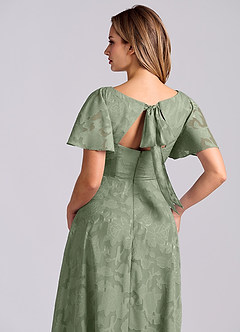 Azazie Kimber Jurken voor bruidsmeisjes Jurk van Bloemen Burn-out met A-Lijn met Zakken Agave image2